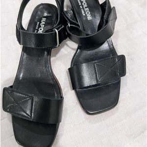 New Italian Black leather sandals